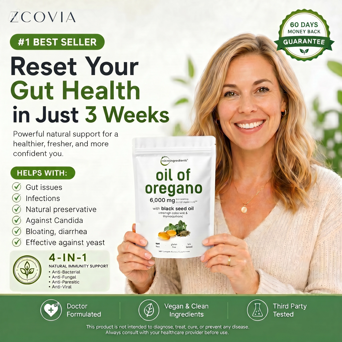 Your 3 Weeks Reset | Nature's Powerful Anti-microbial Oil of Oregano with Black Seed Oil